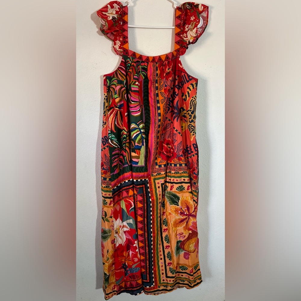 Farm Rio Mosaic Ruffled Midi Dress - Picture 8 of 11
